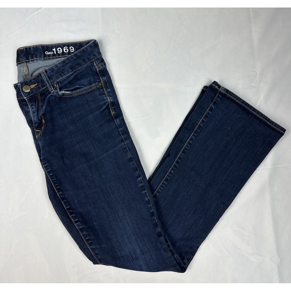 Gap 1969 Bootcut Dark‎ Blue Denim Jeans Regular Mid Rise Solid 5-Pocket Women